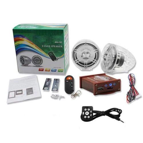 Motorcycle BT Stereo Speaker, Waterproof MP3 Audio Player for Motorcycle Supports USBTF Card 3Inch Speaker with Spanish Prompt ToneBT Stereo Speaker, Waterproof MP3 Audio Player for Motorcycle Supports USBTF Card Sound Amplifier System