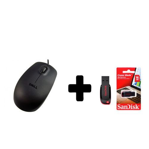 Sandisk 16GB Flash Disk Plus Free USB Wired 3-Button Optical Mouse  - Black