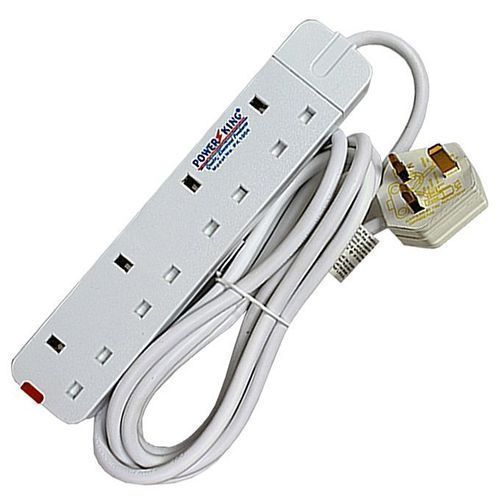 Power King 4 Way Extension Cable- 3Metres - White