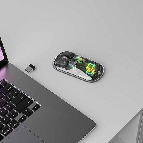 Porodo Transparent Mouse and Bluetooth Dual Mode - Black