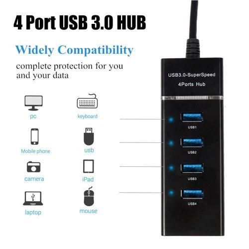 USB HUB HUB 3.0 High-speed 30cm For Desktop Laptop 4Ports USB HUB -Black