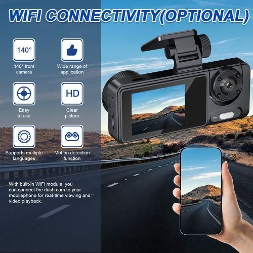 3 Cameras Dash Cam MultiLanguage Clear Car Rearview Mirror