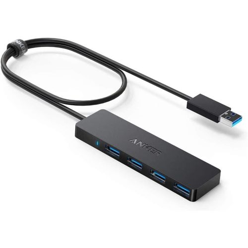 Anker 4-Port USB 3.0 Hub, Ultra-Slim With 2 Ft Extended Cable - Black