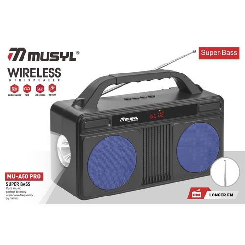 Musyl YG-A50 Wireless Bluetooth V5.0 Portable Speaker / Solar Rechargeable / Torch Light / FM Radio / USB - multicolour