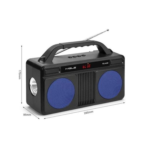 Musyl YG-A50 Wireless Bluetooth V5.0 Portable Speaker / Solar Rechargeable / Torch Light / FM Radio / USB - multicolour