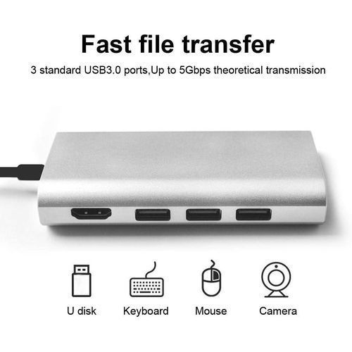 Usb Type C 8 In 1 Multi Function Hub - Gray