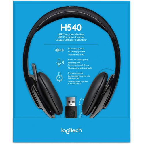 Logitech High-performance USB Headset H540 for Windows and Mac, Skype Certified, Black,