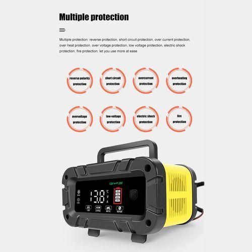 Battery Charger, 12V and 24V Smart Automatic Battery Charger with Large Display Screen, Battery Maintainer for Cars Trucks Motorcycles Lawn Mowers Boats Lead Acid Batteries