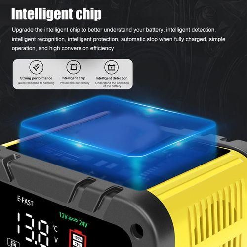 Battery Charger, 12V and 24V Smart Automatic Battery Charger with Large Display Screen, Battery Maintainer for Cars Trucks Motorcycles Lawn Mowers Boats Lead Acid Batteries
