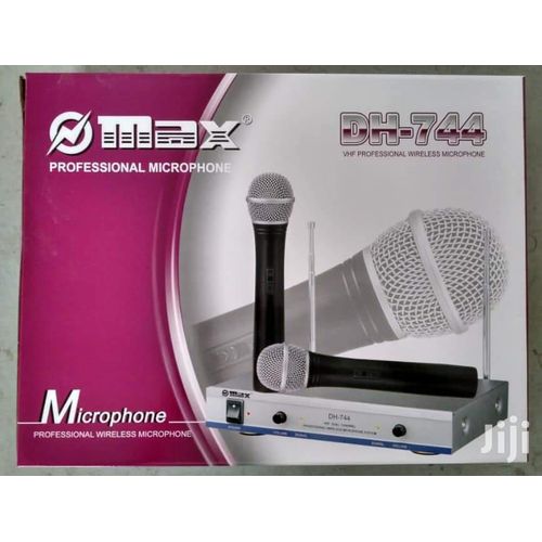 Max Wireless Microphone High VHF Dual Channel Microphone - Silver