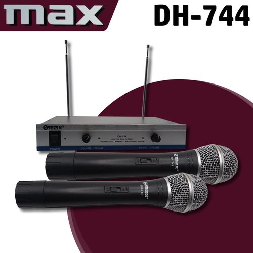 Max Wireless Microphone High VHF Dual Channel Microphone - Silver