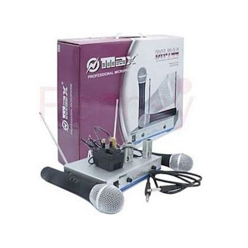 Max Wireless Microphone High VHF Dual Channel Microphone - Silver