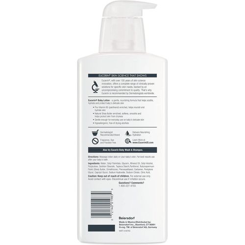 Eucerin Baby Body Lotion, Fragrance Free Baby Lotion, Pump Bottle, 13.5oz