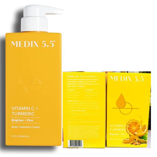 Medic 5.5 Vitamin C+ Turmeric Brighten + Firm Body Treatment Soap & Lotion