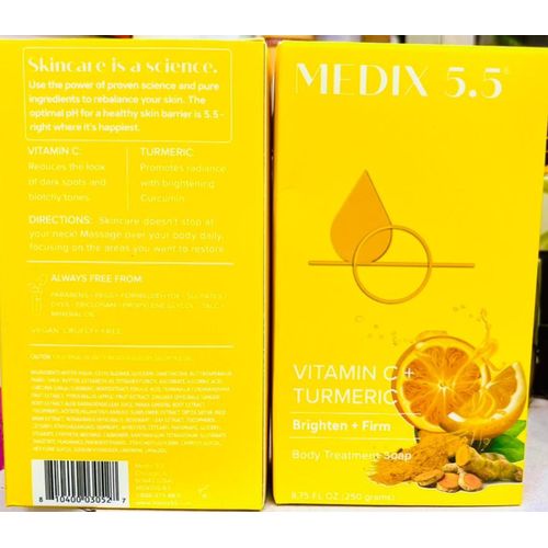 Medic 5.5 Vitamin C+ Turmeric Brighten + Firm Body Treatment Soap & Lotion