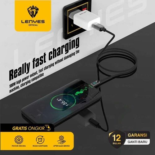 Lenyes LC102 USB C to USB C Cable 5A PD 100W LED Display Cable 4ft QC5.0 PPS Super Lightning Fast Charging Type-C Phone Nylon Braided Charger Cord 480Mbps Data- Black