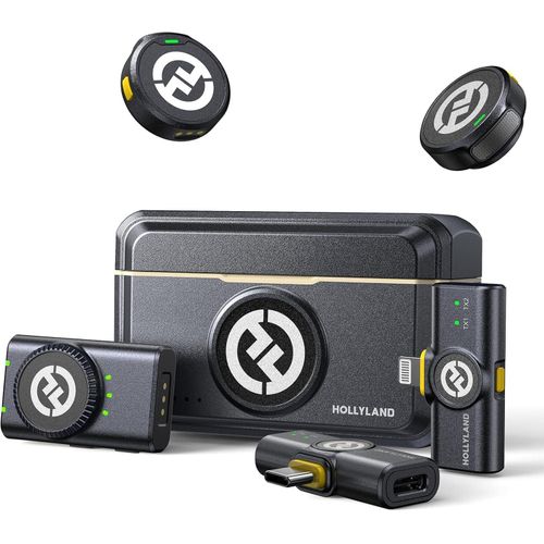 Hollyland LARK M2 Wireless Microphone for iPhone, Android and Camera, 48KHz 24Bit Hi-Fi Audio, 1000ft LOS Range, Noise Cancellation, 40H Duration for Vlogging