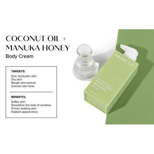 Medix 5.5  Coconut Oil + Manuka Honey Cream For Women & Men Natural Coconut Cream Moisturizer Body Butter Skin Care Balm For Stretch Marks, Cellulite, & Dry Skin