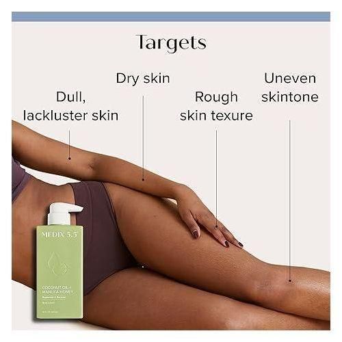 Medix 5.5  Coconut Oil + Manuka Honey Cream For Women & Men Natural Coconut Cream Moisturizer Body Butter Skin Care Balm For Stretch Marks, Cellulite, & Dry Skin