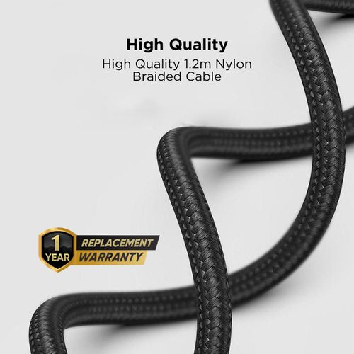 BLACK CableM 3 In 1 Strong Charging Cable For Android & Apple, 1.2m - Black (1YR WRTY)