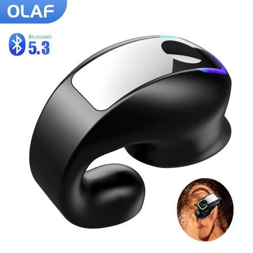 Single in-Ear Clip on Headphones TWS Bluetooth 5.3 Earphones Wireless Earbud With Microphone Sports Waterproof Handsfree Headset