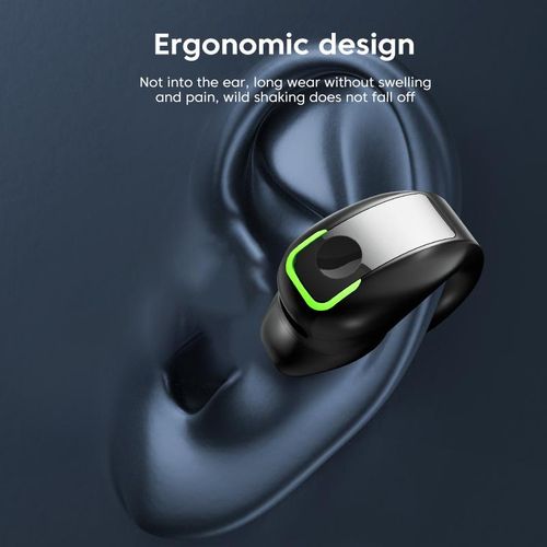 Single in-Ear Clip on Headphones TWS Bluetooth 5.3 Earphones Wireless Earbud With Microphone Sports Waterproof Handsfree Headset