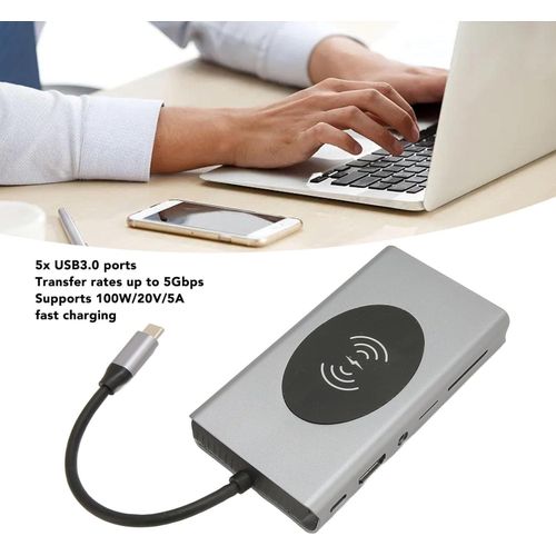 13 in 1 Type C USB Hub With Wirless Charging