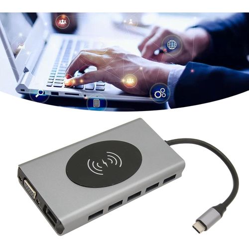 13 in 1 Type C USB Hub With Wirless Charging