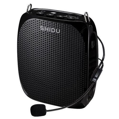 SHIDU Class D Voice Amplifier Wired Microphone Mini Audio Portable Speaker Natural Stereo Sound Loudspeaker for TeacherBlack