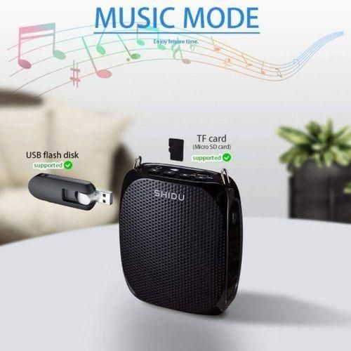 SHIDU Class D Voice Amplifier Wired Microphone Mini Audio Portable Speaker Natural Stereo Sound Loudspeaker for TeacherBlack
