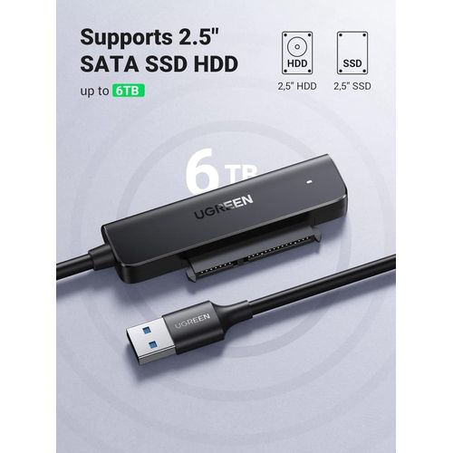 Ugreen SATA Cable  to USB 3.0 Adapter Hard Drive Cable External Disk Reader 2.5 SSD to HDD Clone Transfer Upgrade Kit UASP Connector Compatible for Crucial  Internal HDD SSD