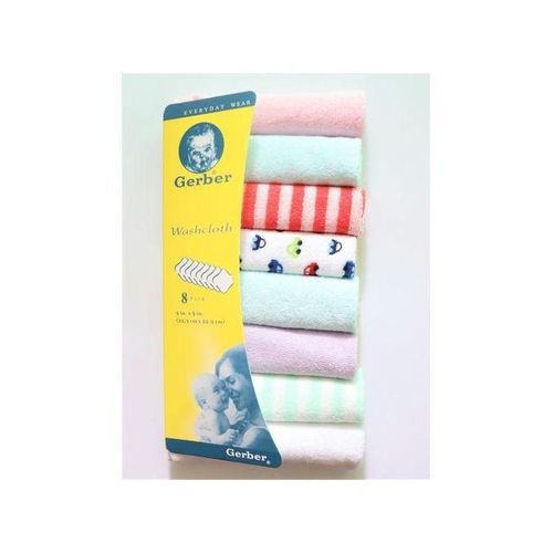 Gerber New Set Of 8 Baby Wash Cloths - Multi-Color