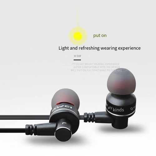 Awei ES-10TY Wired Headphones With Mic Metal 3.5mm In-Ear Earphones Super Bass Stereo Sports Headset For Mobile Phone Earbuds