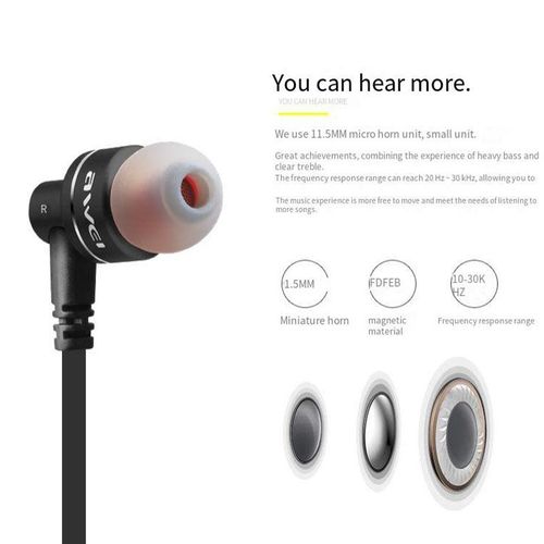 Awei ES-10TY Wired Headphones With Mic Metal 3.5mm In-Ear Earphones Super Bass Stereo Sports Headset For Mobile Phone Earbuds