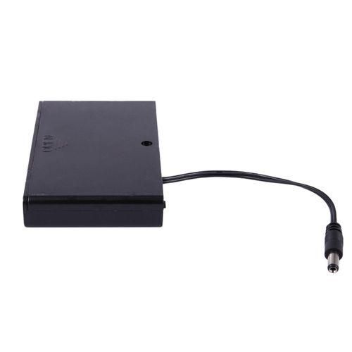 2.1x5.5mm Plug Batteries Case Box w Cover for 8 x 1.5V AA Ba