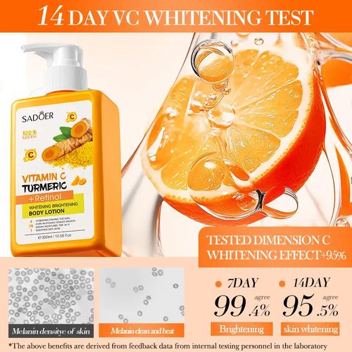 Tumeric Body Lotion Moisturizer, Anti Aging Skin Firming Turmeric Body Cream, Diminishes Uneven Skin Tone, Age Spots, & Sun Damaged Dry Skin 300mls
