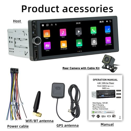 Android 13 Car Stereo Single-Din GPS Navigation With 6.86