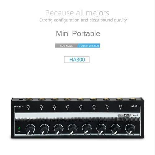 HA800 UltraCompact 8 Channel Headphone Audio Stereo Amp Mic
