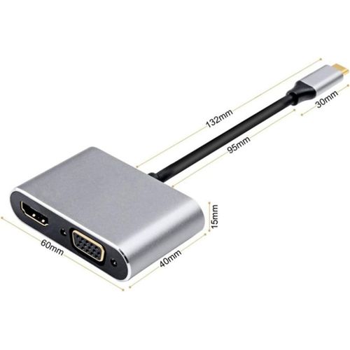 USB Type-C to HDMI-  VGA Card Reader Ports Hub Adapter