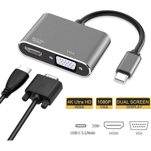 USB Type-C to HDMI-  VGA Card Reader Ports Hub Adapter