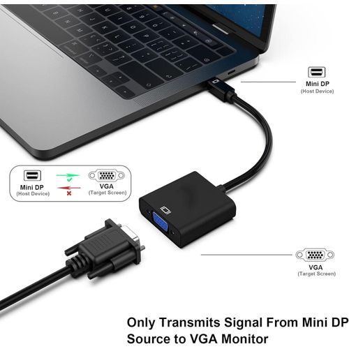 Mini DP Display Port to VGA (Thunderbolt Compatible) -Black