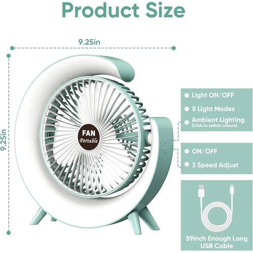 Rechargeable Mini Desktop Fan With 3 Speeds-Multicolours