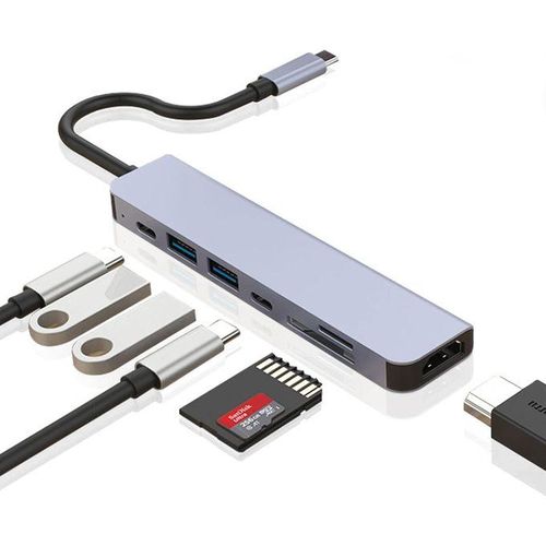 7 In 1 Type-C Hub Multiport Adapter With 4K HDMI
