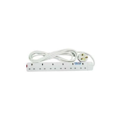 Power King 6 Way  Extension- 3 Meter Cable - White