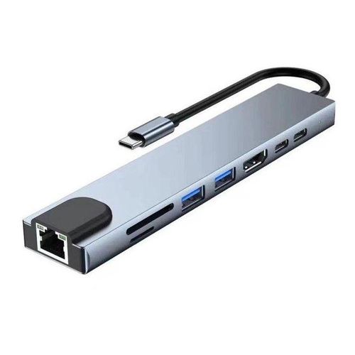 Usb 8 In 1 USB-Type C 3 1 To 4k Hdtv Hub Adapter With Sd Tf Rj45 Reader Pd Fast Charge