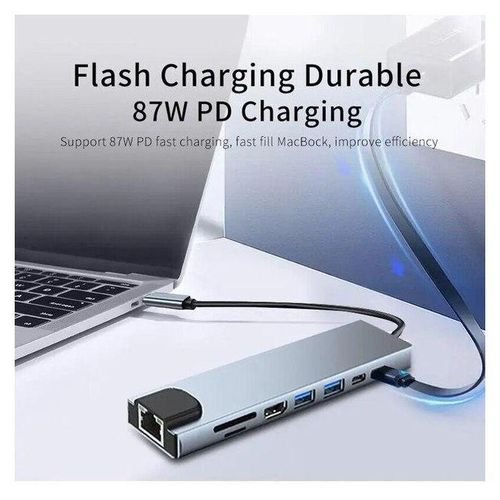 Usb 8 In 1 USB-Type C 3 1 To 4k Hdtv Hub Adapter With Sd Tf Rj45 Reader Pd Fast Charge