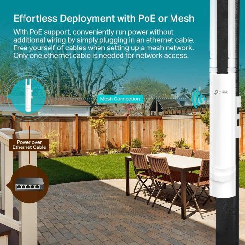 TP Link EAP225-Outdoor - Omada AC1200 Wireless Gigabit Outdoor Access Point - Business WiFi Solution w/ Mesh Support