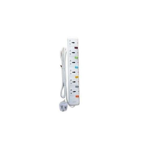 G&T 6 Ways Overload Protection Extension Cable Socket - White