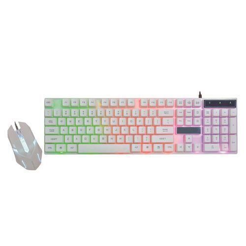 Wired Gaming RGB LED Keyboard PC Gaming Mouse Set Combo - White