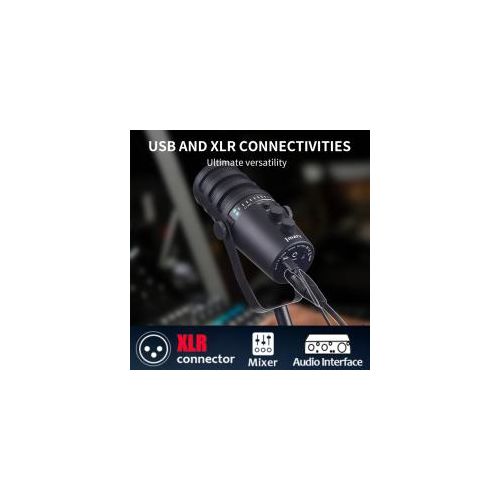 Jmary USB Condenser Microphone for Recording, podcasting, Streaming and Gaming. Professional USB/USB-c mic for Computer, Laptop, Phone and Mac, Plug and Play, Cardoid & Bi-Directional Mode- Black